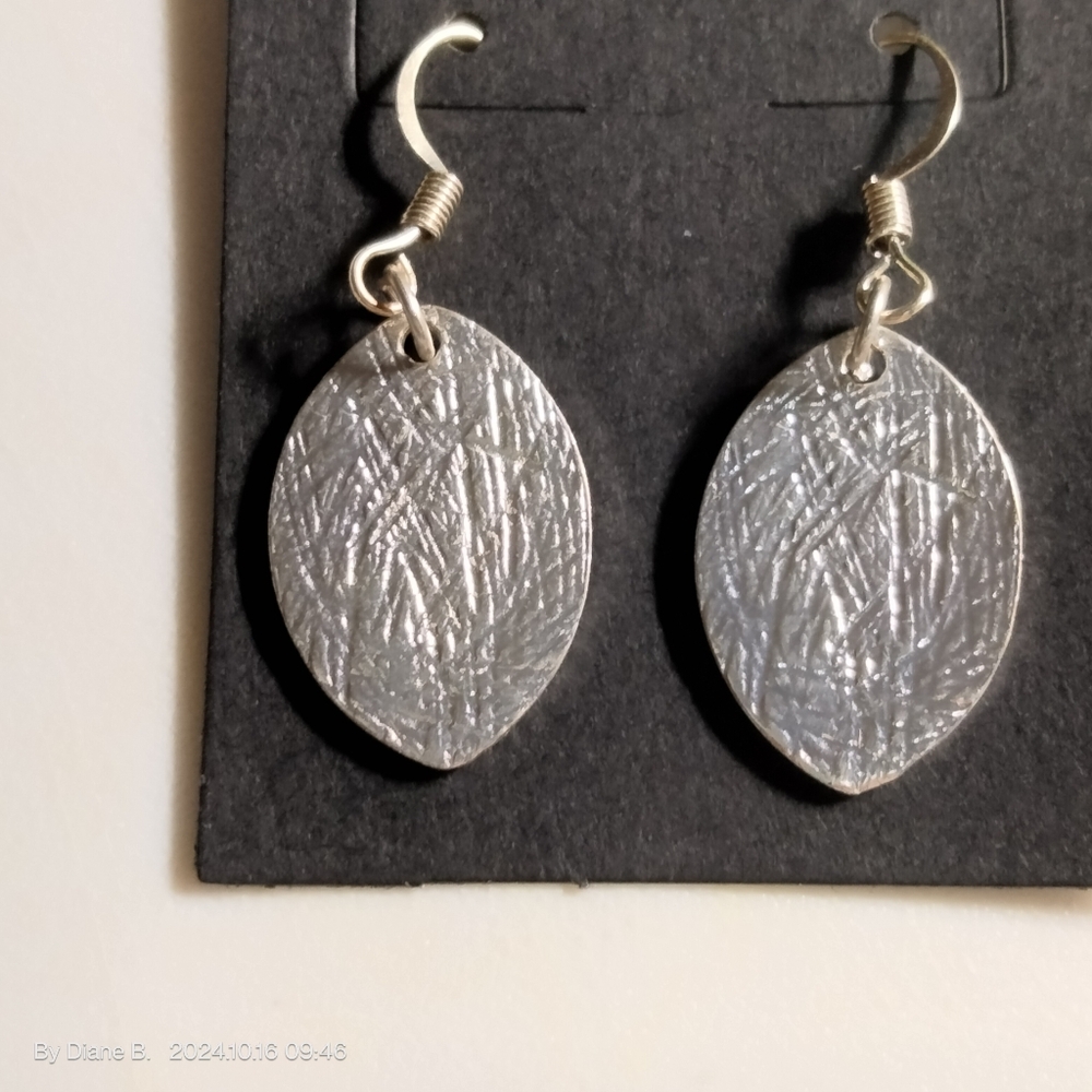 Silver Tone Leaf Earrings